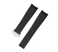 ewgrkba Rubber Silicone Watch Strap Compatible With Tag Heuer CARRERA AQUARACER 300 WAY201A WAY211C Black Blue Watch Accessories 22mm(Black-silver)