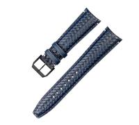 ewgrkba Woven Cowhide Leather Watchband Compatible With IWC IW344205 Portuguese Chronograph Pilot Portofino Folding Buckle Strap 22mm Blue Black(Blue-black A,22mm)