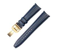ewgrkba Woven Cowhide Leather Watchband Compatible With IWC IW344205 Portuguese Chronograph Pilot Portofino Folding Buckle Strap 22mm Blue Black(Blue-gold B,20mm)