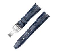 ewgrkba Woven Cowhide Leather Watchband Compatible With IWC IW344205 Portuguese Chronograph Pilot Portofino Folding Buckle Strap 22mm Blue Black(Blue-silver B,22mm)