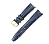 ewgrkba Woven Cowhide Leather Watchband Compatible With IWC IW344205 Portuguese Chronograph Pilot Portofino Folding Buckle Strap 22mm Blue Black(Blue-gold A,22mm)