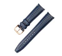ewgrkba Woven Cowhide Leather Watchband Compatible With IWC IW344205 Portuguese Chronograph Pilot Portofino Folding Buckle Strap 22mm Blue Black(Blue-rose gold A,20mm)