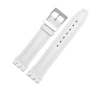 ewgrkba Wristband Compatible With Swatch Genuine Leather Strap Men Women 17mm 19mm Sweatproof Bracelet Belt Watch Accessories(White,19mm)