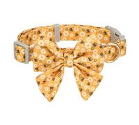 Ewinoom Bowtie Dog Collar Adjustable Soft Cotton Dog Collars in Cute Bee Pattern,for Small Medium Large Boy & Girl Dogs,Yellow Bee,S