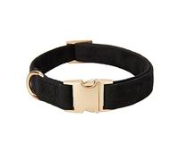 Ewinoom Soft Dog Collar with Metal Buckle Adjustable Durable Comfort Cotton Corduroy Collars for Large Dogs Velvet Dog Collars, Black