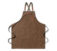 EWIZ Cotton Canvas Apron Adjustable Cross-Back straps with Three Pockets Chef, Artist, Baker, Barista, Bartender, BBQ Aprons for Men and Women