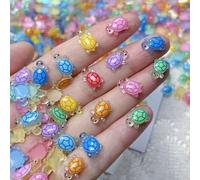 Ewleguzka 100 PCS Cute Tiny Turtles for Crafts, Miniatures Resin Turtles Cute for Fairy Garden Moss Landscape Party Decoration Hidden Game Nail Art DIY Projects (1)