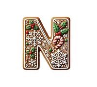 Ewleguzka 26 Letters Christmas Tree Ornaments, Gingerbread Candy Pattern Personalised Decor, DIY Christmas Hanging Pendants for Xmas Tree