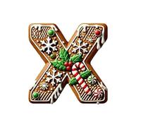 Ewleguzka 26 Letters Christmas Tree Ornaments, Gingerbread Candy Pattern Personalised Decor, DIY Christmas Hanging Pendants for Xmas Tree
