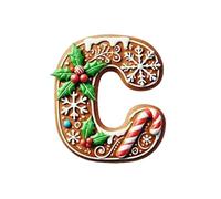 Ewleguzka 26 Letters Christmas Tree Ornaments, Gingerbread Candy Pattern Personalised Decor, DIY Christmas Hanging Pendants for Xmas Tree