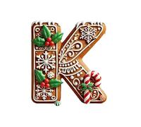 Ewleguzka 26 Letters Christmas Tree Ornaments, Gingerbread Candy Pattern Personalised Decor, DIY Christmas Hanging Pendants for Xmas Tree
