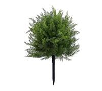 Ewleguzka Artificial Cedar Bush Stake 40CM, Fake 5-Branch Cypress with Ground Spike, Faux Greenery for Garden Outdoor Home Patio Porch Planter Decor