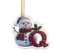 Ewleguzka Christmas 26 Letter Ornaments, Hanging Decoration with Snowman Pattern, Personalised Baubles for Xmas Tree Home Decor