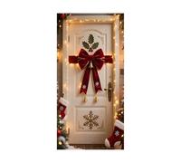Ewleguzka Christmas Door Decorations Hanging Curtain, Xmas Scene Cover for Doorway with Santa Sleigh Snowman, Winter Wonderland Background for Home Wall Party