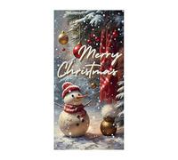 Ewleguzka Christmas Door Decorations Hanging Curtain, Xmas Scene Cover for Doorway with Santa Sleigh Snowman, Winter Wonderland Background for Home Wall Party