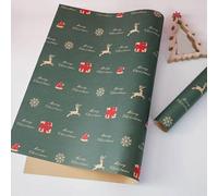 Ewleguzka Christmas Wrapping Paper,Red and Gold Christmas Trees with Woodlands Wrap Paper for Holiday, Party,Celebration, New Year