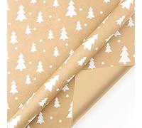 Ewleguzka Christmas Wrapping Paper Rolls - Traditional Holiday Gift Wrap Paper Red and Gold Snowflakes, Stripes, Plaid, Santa's Sleigh