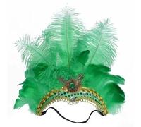Ewleguzka Elegant Feather Fascinator Hat with Detachable Flower & Gem, Women's Vintage Headpiece for Weddings, Derby, Carnival, Party (Green)