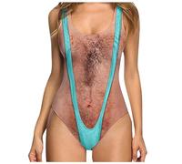 Ewleguzka High Cut One-Piece Swimwuit for Women Ladies Swimming Costume Fruit Print Bikini Set Funny Bathing Suit Monokini