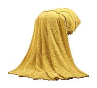 Ewleguzka Knitted Throw Blankets for Couch and Bed, Soft Cozy Knit Blanket Off White Lightweight Decorative Blankets and Throws, Farmhouse Warm Woven Blanket for Men and Women,0- Yellow,100x70cm