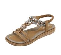 Ewleguzka Mary Jane Shoes for Women Women's Flat Sandals - Dressy Summer Open Toe Sandals, Elastic Strappy Sandals, Cute Wide Fit Sandals for Women