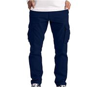 Ewleguzka Mens Cargo Trousers Elastic Waist Men Work Trousers with Pocket Cargo Joggers Combat Safety Pants Regular Fit Drawstring Workwear Casual Bottoms with Multi Pockets