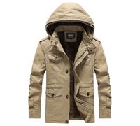 Ewleguzka Men's Winter Military Jacket Fleece Lined Jackets Casual Winter Cargo Military Cotton Coat Thicken Outdoor Hiking Mountain Windbreaker Cargo Work Jacket Casual Full Zip Coat
