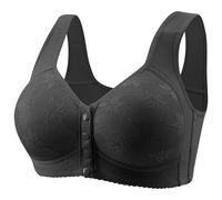 Ewleguzka Ribbed Bras for Women Front Closure No Underwire Comfort Senior Wireless Snap Closing Bra