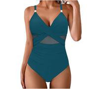 Ewleguzka Women Tummy Control One Piece Swimsuit Push Up Bathing Suit Full Coverage Slimming Swimwear Crochet Swimsuit Modest Bathing Suit High Neck Full Coverage Swimwear