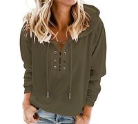 Ewleguzka Womens Hoodie Long Sleeve Retro Style Casual Drawcord Classic Lace up Hoodie Medieval Vintage Vikings Sweatshirt Pullover Knight Henley T Shirt