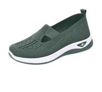 Ewleguzka Women's Mary Jane Shoes Orthopedic Shoes for Women Knit Mesh Breathable Soft Shoes Loafers Hands Free Diabetic Foam Shoes Go Walking Slip on Arch Support Sneakers