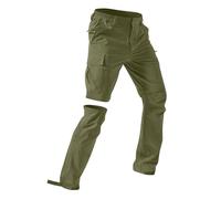 Ewleguzka Work Trousers Men 2 in 1 Quick Dry Water-Resistant Lightweight Fishing Travel Safari Outdoor Hiking Cargo Work Waterproof Pants Convertible into Men's Shorts Zip-Off Green