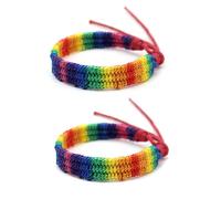 Ewlpi Pride Bracelet,2Pcs Gay Pride Accessories Rainbow Bracelet LGBTQ Relationship Braided Rainbow Wristband Adjustable Friendship Bracelets for Gay Lesbian Festival Accessories Gifts
