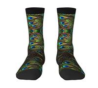 EWMAR Peacock'S Feather Medium Length Socks Leisure Sports Print Polyester Socks For Men And Women, 3 Black, One Size