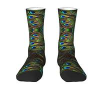 EWMAR Peacock'S Feather Medium Length Socks Leisure Sports Print Polyester Socks For Men And Women, White, One Size