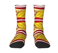 EWMAR Spain Flag Medium Length Socks Leisure Sports Print Polyester Socks For Men And Women, White, One Size