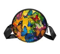ewndhtse Abstract Colorful Butterfly Women's Round Crossbody Bag, Cute Travel Storage Shoulder Handbag, Small Chest Bag with Adjustable Strap