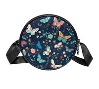 ewndhtse Colorful Butterfly Women's Round Crossbody Bag, Cute Travel Storage Shoulder Handbag, Small Chest Bag with Adjustable Strap