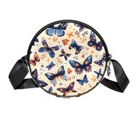ewndhtse Colorful Butterfly Women's Round Crossbody Bag, Cute Travel Storage Shoulder Handbag, Small Chest Bag with Adjustable Strap