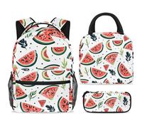 ewndhtse School Backpack Set with Lunch Bag Pencil Case, 3 Pcs School Book Bags Set Travel Backpack Casual Daypack for Teens Girls Boys Primary Junior Middle - Fun Slices of Watermelon