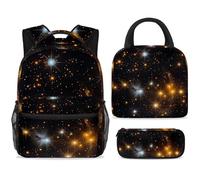 ewndhtse School Backpack Set with Lunch Bag Pencil Case, 3 Pcs School Book Bags Set Travel Backpack Casual Daypack for Teens Girls Boys Primary Junior Middle - Starry Night