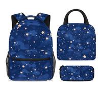 ewndhtse School Backpack Set with Lunch Bag Pencil Case, 3 Pcs School Book Bags Set Travel Backpack Casual Daypack for Teens Girls Boys Primary Junior Middle - White Starry Sky