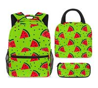 ewndhtse School Backpack Set with Lunch Bag Pencil Case, 3 Pcs School Book Bags Set Travel Backpack Casual Daypack for Teens Girls Boys Primary Junior Middle - Watermelon