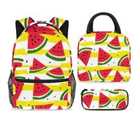 ewndhtse School Backpack Set with Lunch Bag Pencil Case, 3 Pcs School Book Bags Set Travel Backpack Casual Daypack for Teens Girls Boys Primary Junior Middle - Watermelon