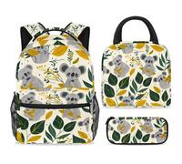 ewndhtse School Backpack Set with Lunch Bag Pencil Case, 3 Pcs School Book Bags Set Travel Backpack Casual Daypack for Teens Girls Boys Primary Junior Middle - Koala and Leaves