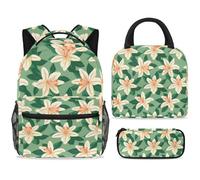 ewndhtse School Backpack Set with Lunch Bag Pencil Case, 3 Pcs School Book Bags Set Travel Backpack Casual Daypack for Teens Girls Boys Primary Junior Middle - Lily Prints