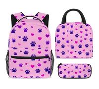 ewndhtse School Backpack Set with Lunch Bag Pencil Case, 3 Pcs School Book Bags Set Travel Backpack Casual Daypack for Teens Girls Boys Primary Junior Middle - Dogs Paw