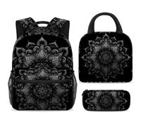 ewndhtse School Backpack Set with Lunch Bag Pencil Case, 3 Pcs School Book Bags Set Travel Backpack Casual Daypack for Teens Girls Boys Primary Junior Middle - Mandala