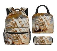 ewndhtse School Backpack Set with Lunch Bag Pencil Case, 3 Pcs School Book Bags Set Travel Backpack Casual Daypack for Teens Girls Boys Primary Junior Middle - Shell Paint