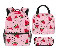 ewndhtse School Backpack Set with Lunch Bag Pencil Case, 3 Pcs School Book Bags Set Travel Backpack Casual Daypack for Teens Girls Boys Primary Junior Middle - Watermelon